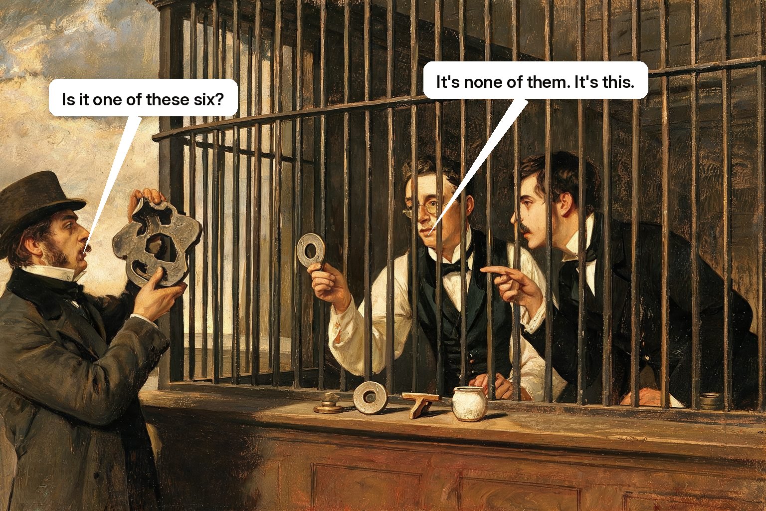 A scripted enquiry clerk keeps offering fixed answers that do not match a visitor's unusual broken part.