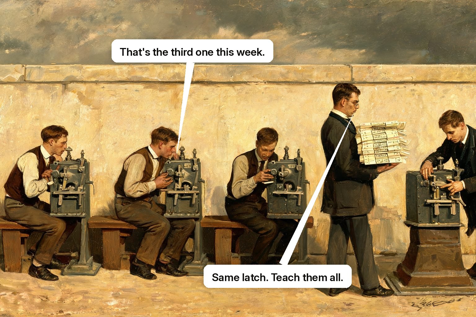 A support clerk turns three identical machine problems into one practical lesson on the exact troublesome latch.