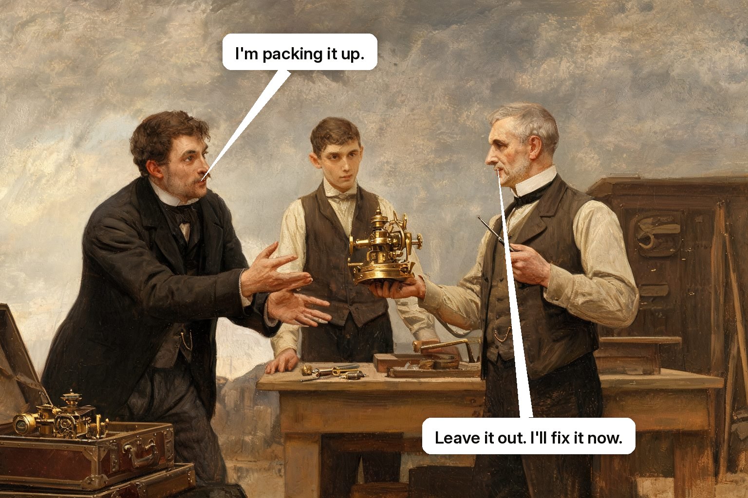 A senior support specialist fixes a critical machine failure just as the customer is preparing to leave.